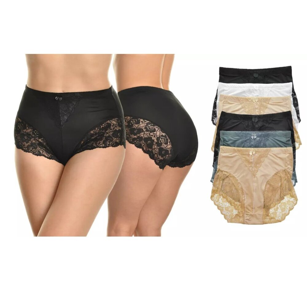 6-Pack Women's High Waist Floral Lace Panties – Multi-Color Bundle  Sizes S–2XL